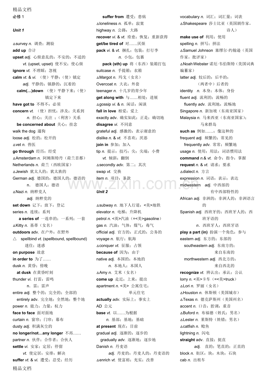 人教版高中英语全部单词表(1).doc_第1页