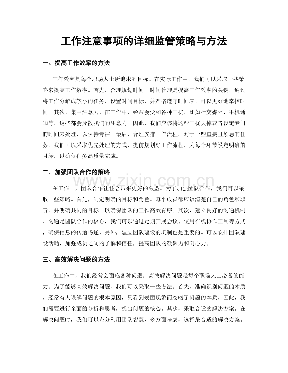 工作注意事项的详细监管策略与方法.docx_第1页