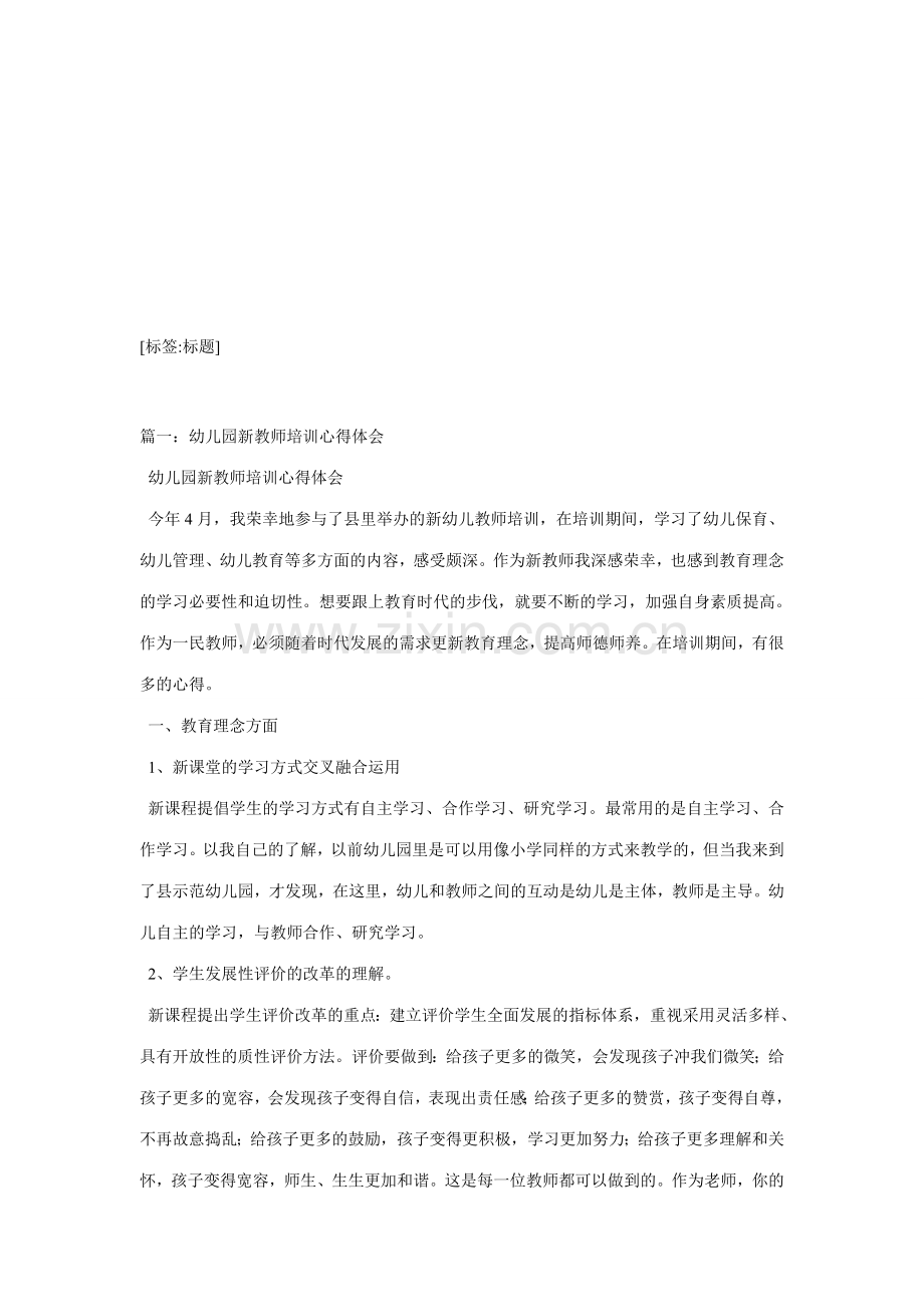 新版幼儿园教师培训总结.doc_第1页