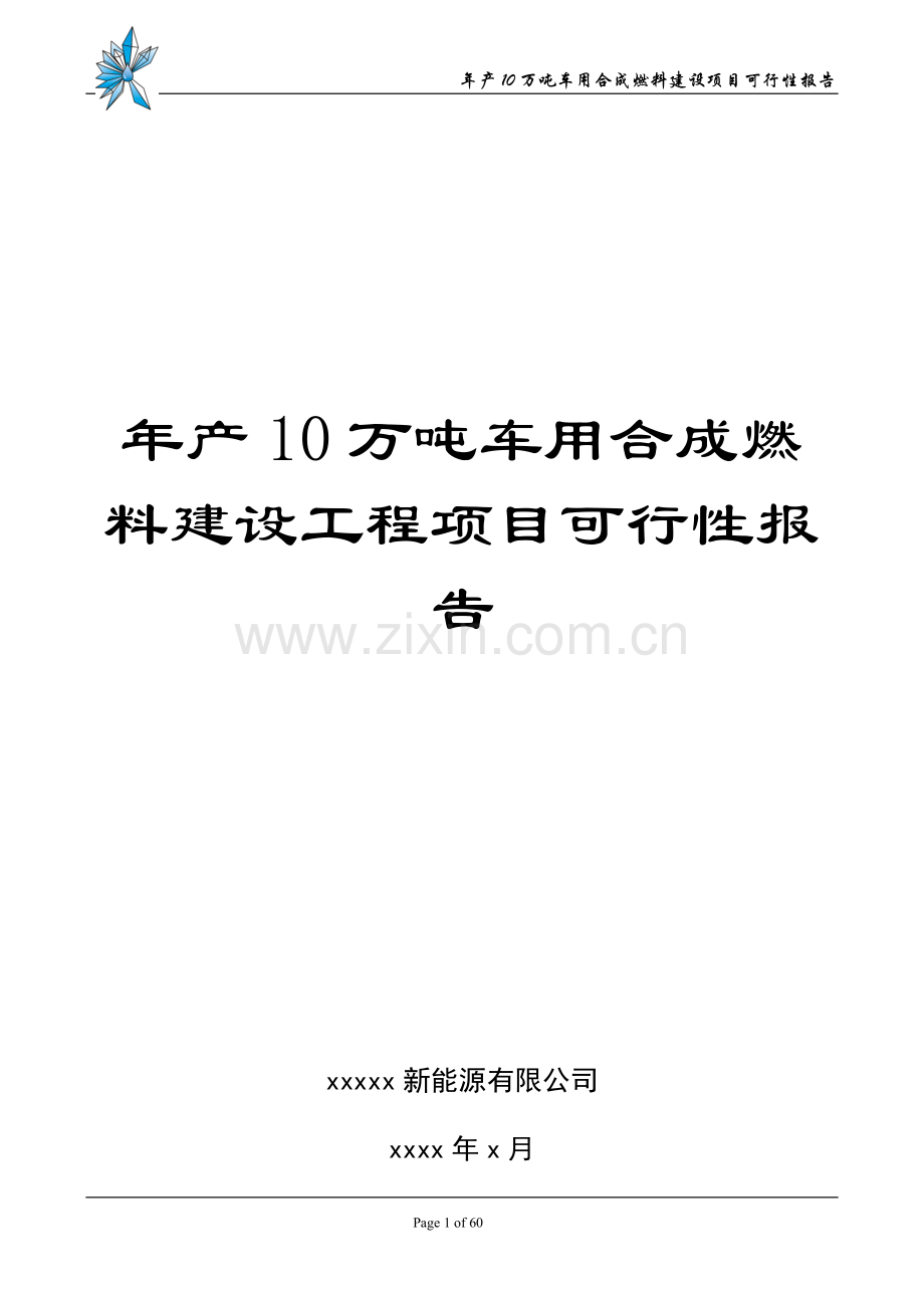 年产10万吨车用合成燃料项目申请立项可研报告.doc_第1页