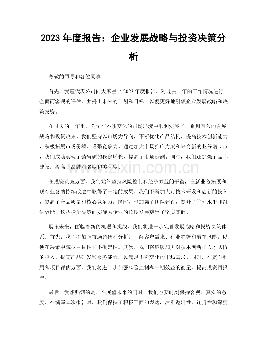 2023年度报告：企业发展战略与投资决策分析.docx_第1页