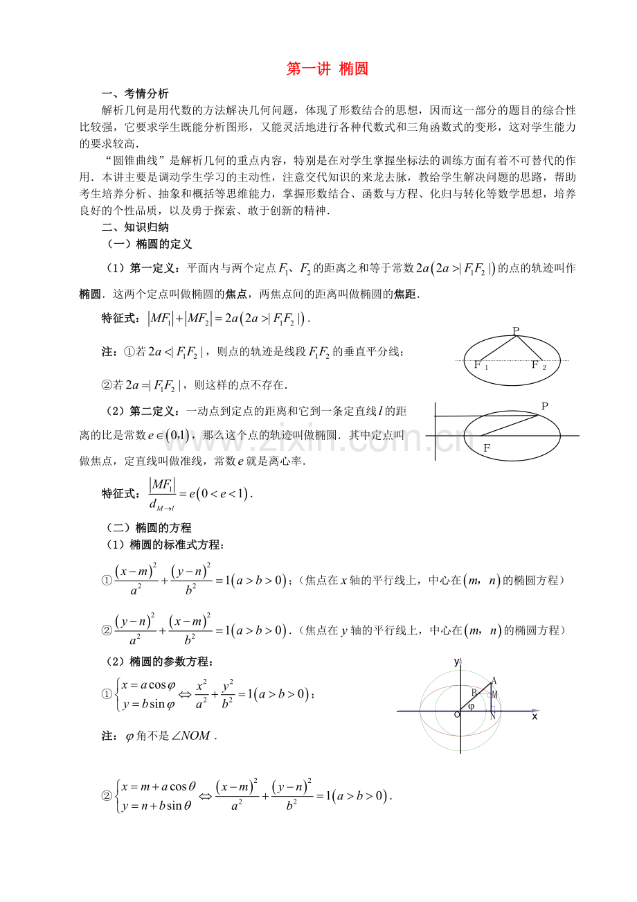 高三数学一轮复习椭圆教案.doc_第1页