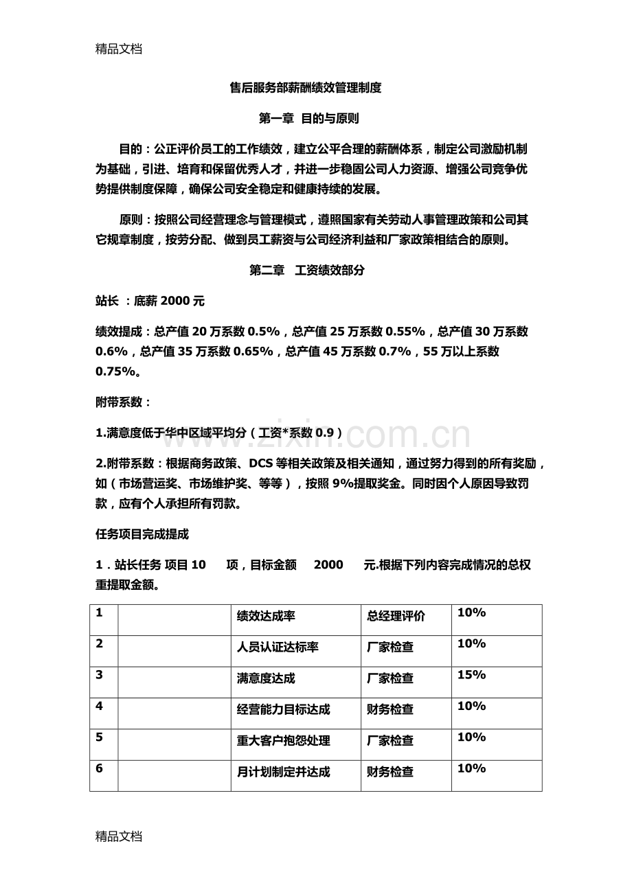 汽车4S店售后薪酬标准资料.docx_第1页