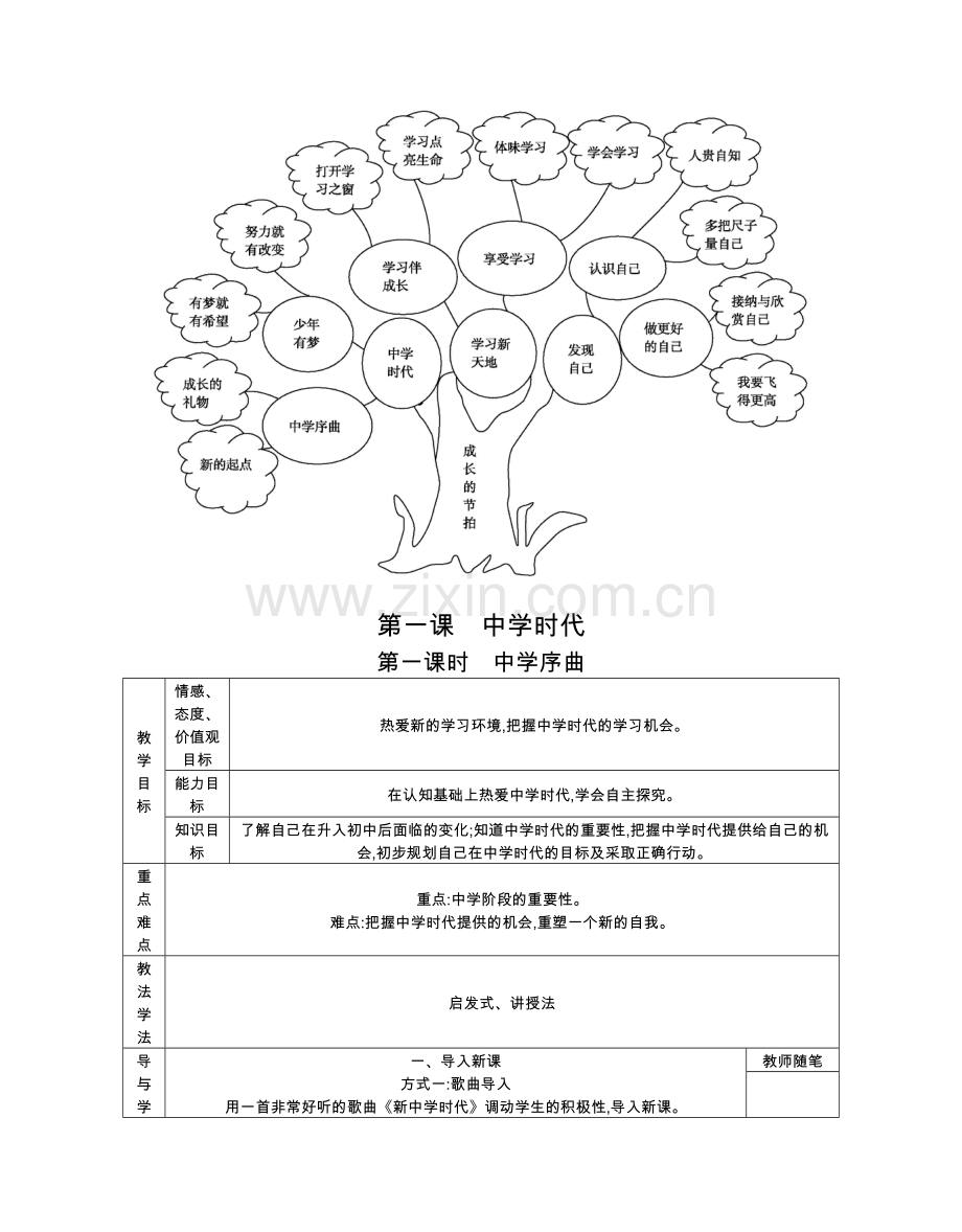 人教版初中教案道德与法治七年级上册教案全册.doc_第2页