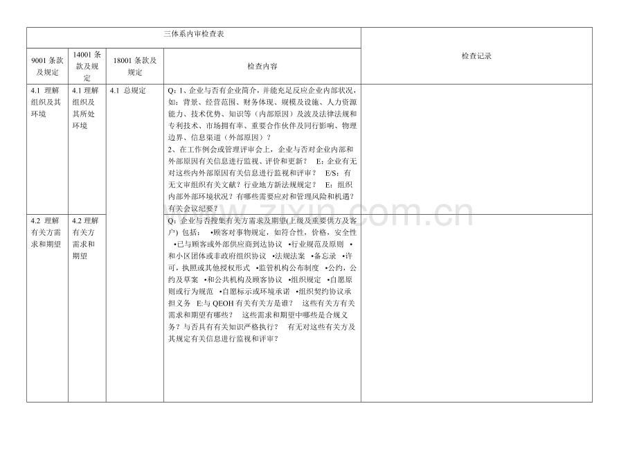 新版三体系内审检查表版.doc_第1页