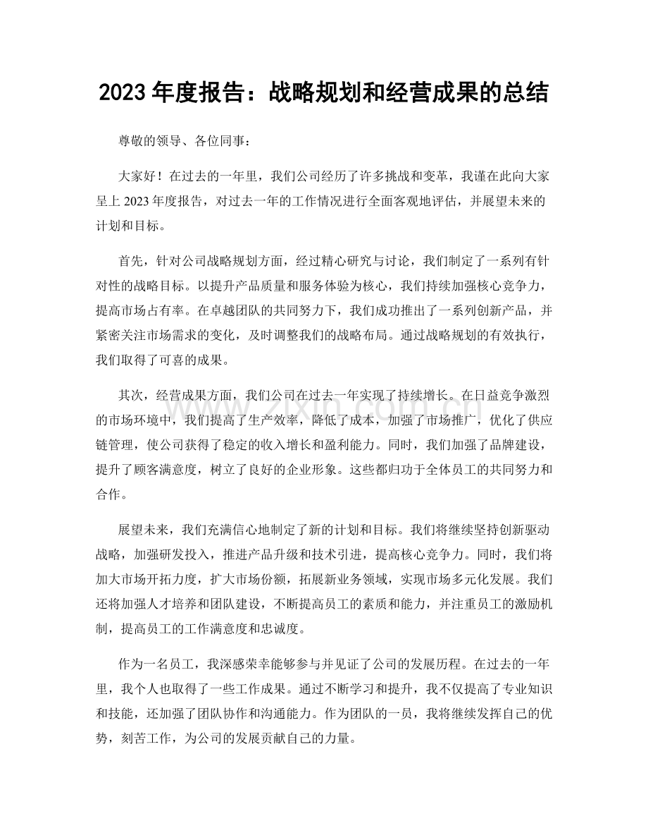 2023年度报告：战略规划和经营成果的总结.docx_第1页