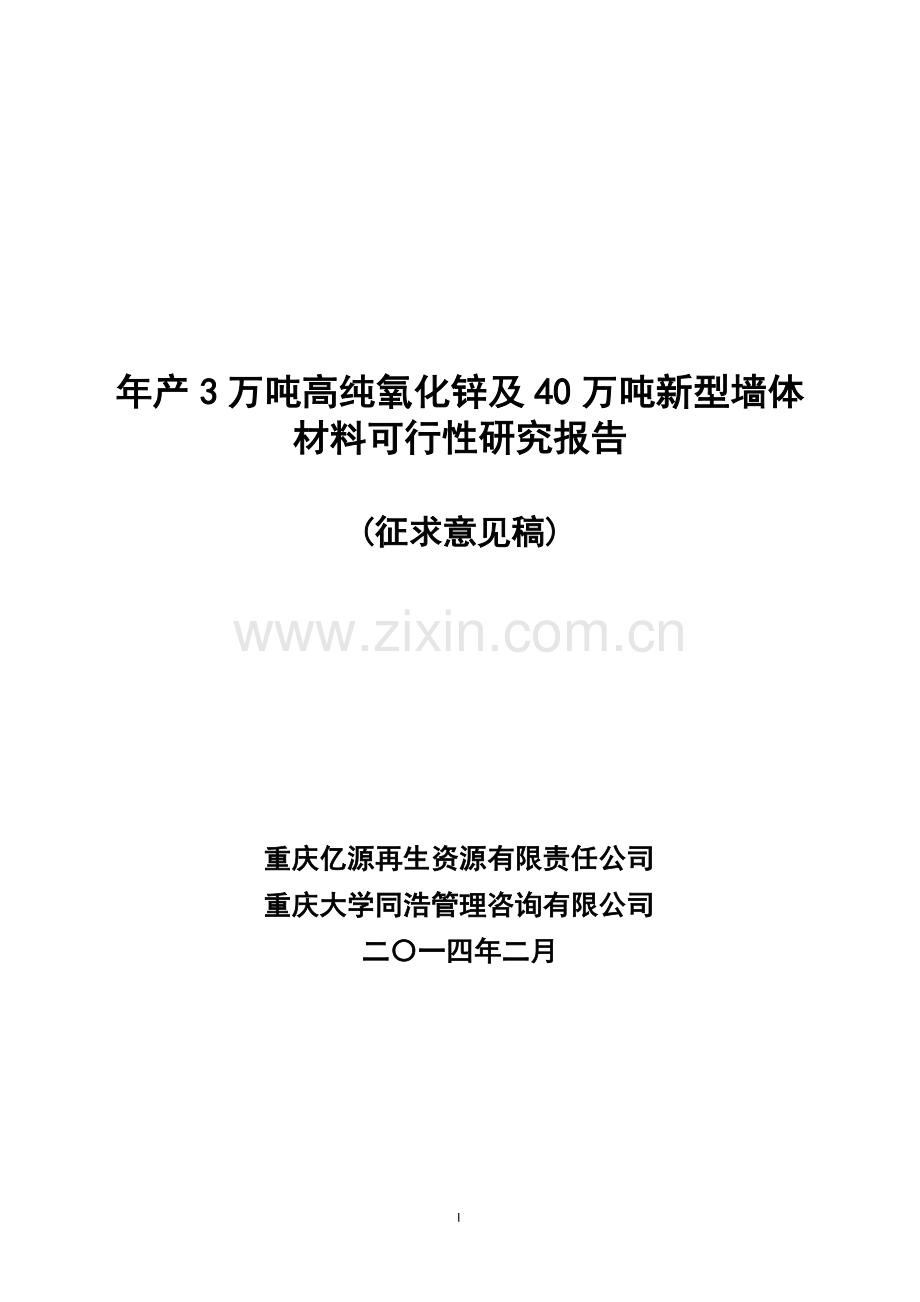 年产3万吨高纯氧化锌及40万吨新型墙体材料可行性研究报告.doc_第3页