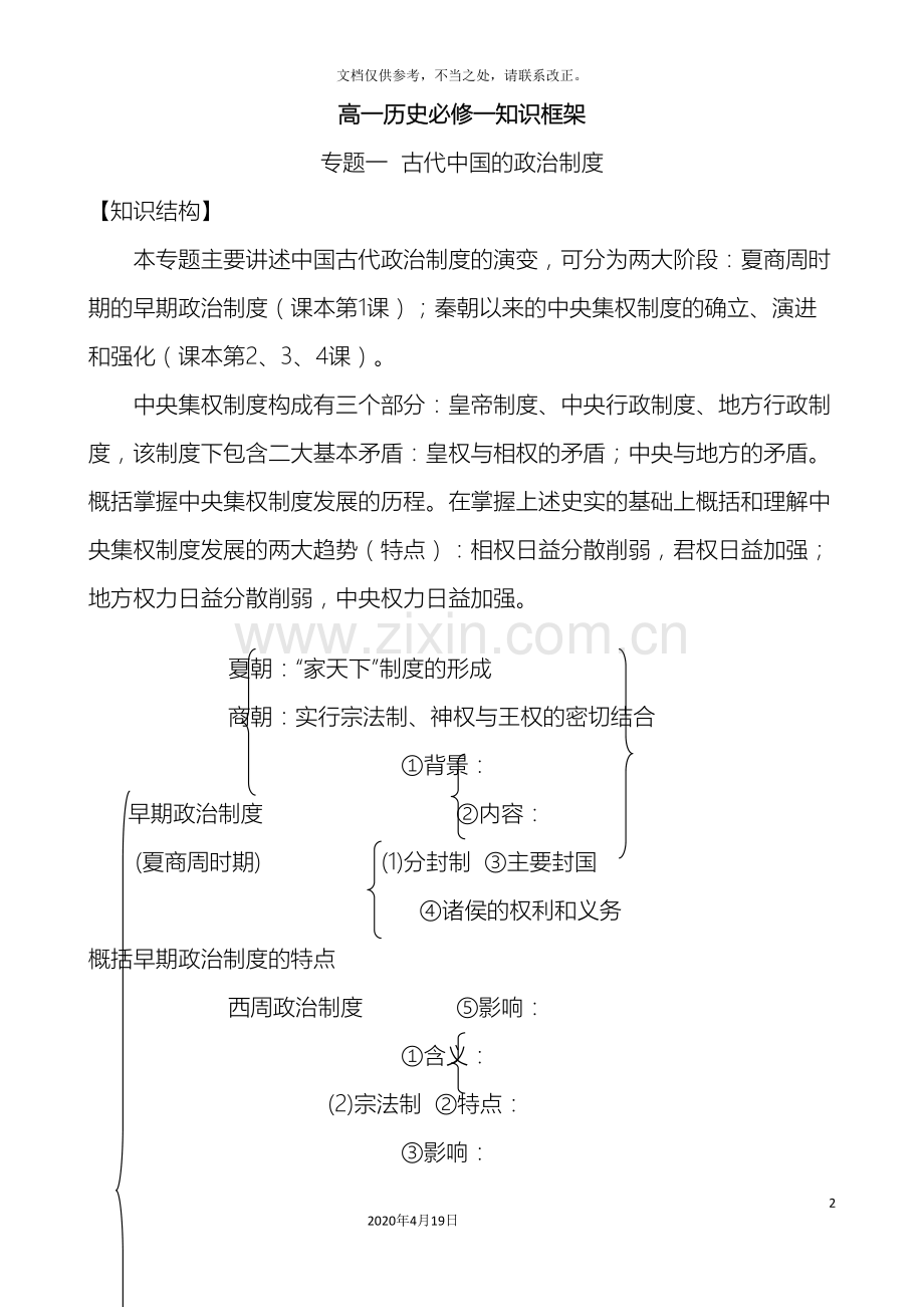 高一历史必修一知识框架体系.doc_第2页