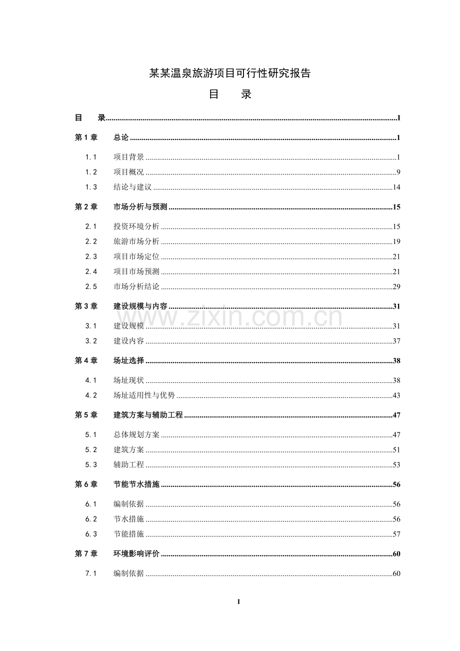 某某温泉旅游产业中心一期项目可行性研究报告.doc_第1页