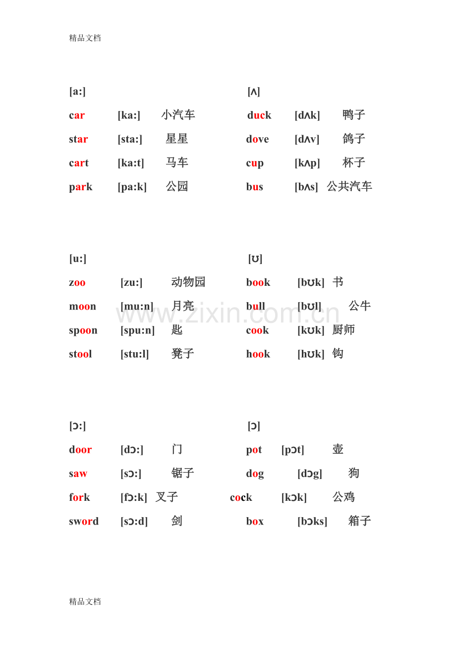 48个音标对应单词及音标(附基础单词拼读训练)上课讲义.docx_第3页