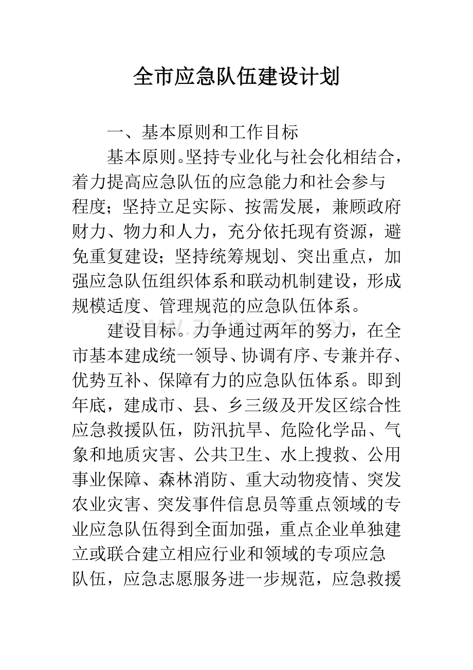 全市应急队伍建设计划.docx_第1页