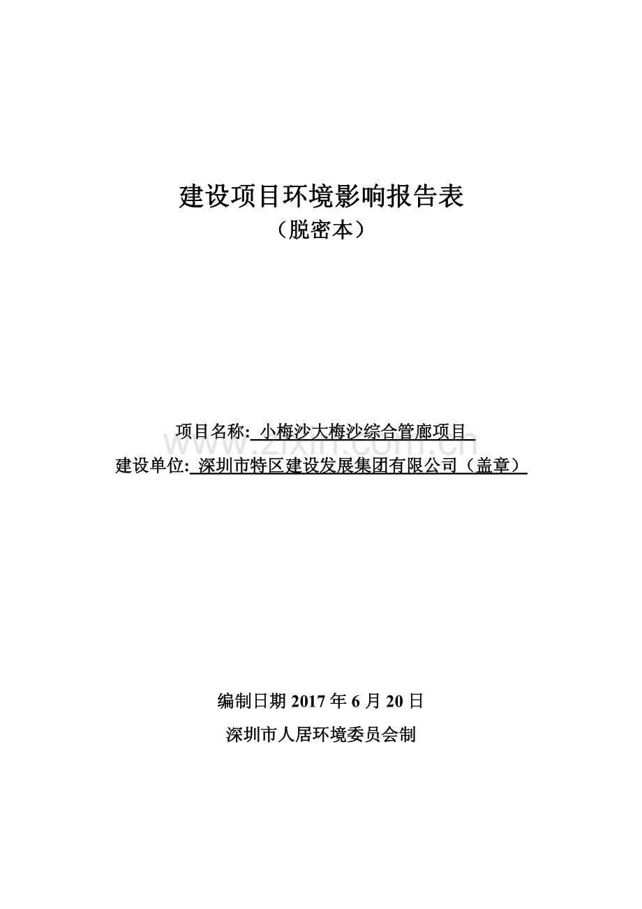 小梅沙大梅沙综合管廊项目环境影响报告表.pdf_第1页