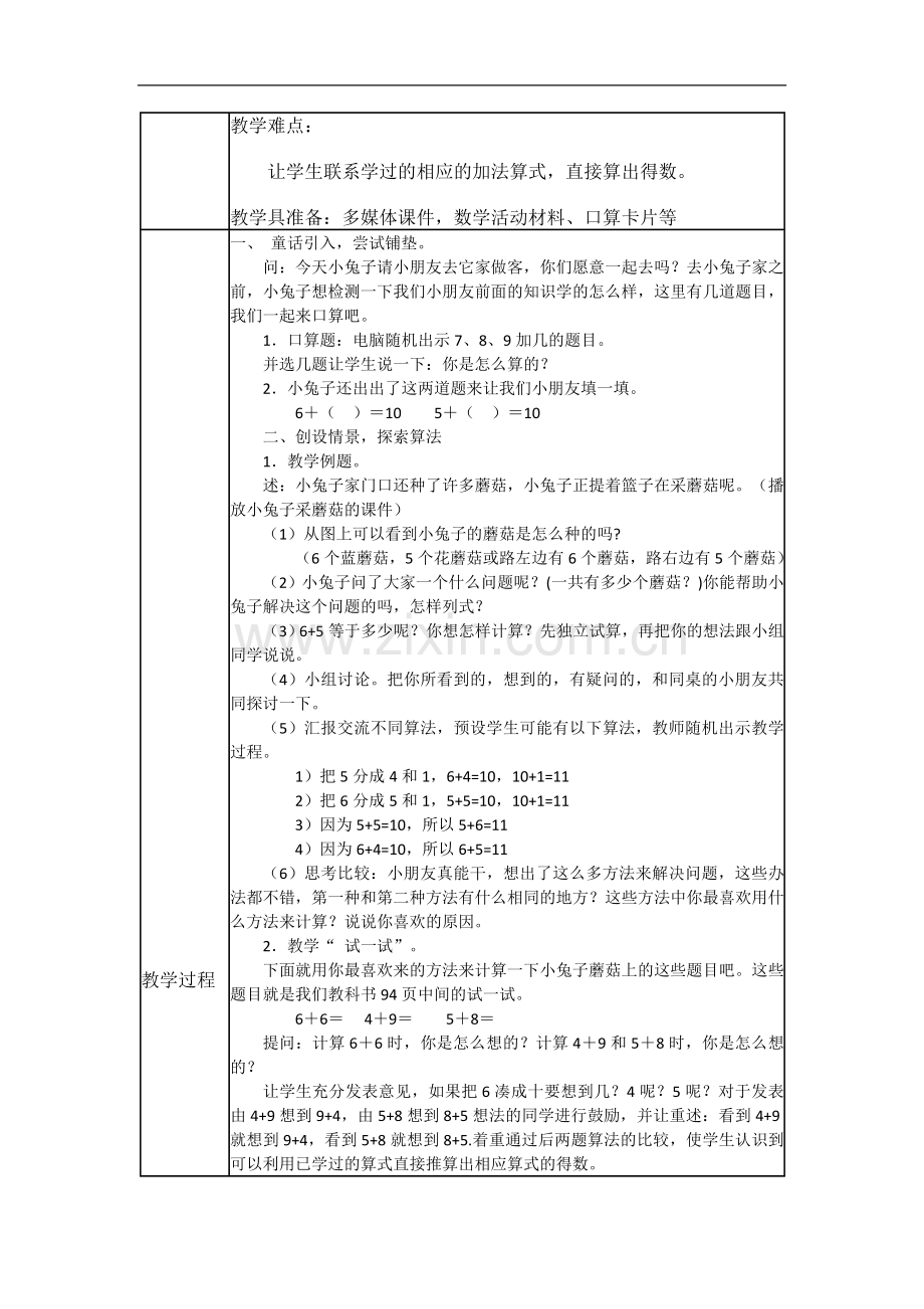 集体备课记录表(6、5、4、3、2加几).doc_第2页