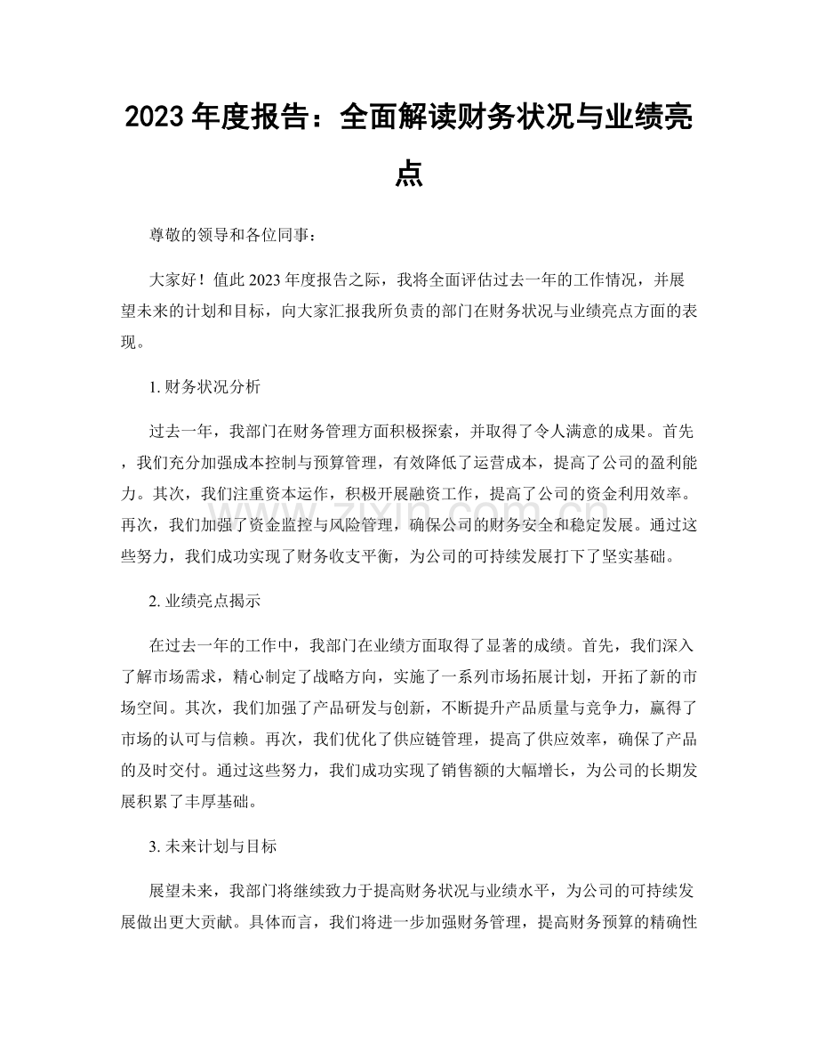 2023年度报告：全面解读财务状况与业绩亮点.docx_第1页