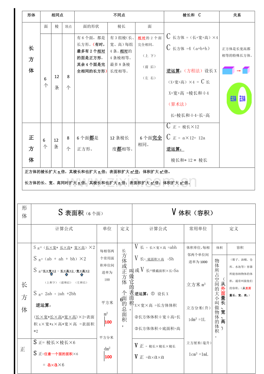 长方体和正方体知识梳理思维导图.doc_第1页