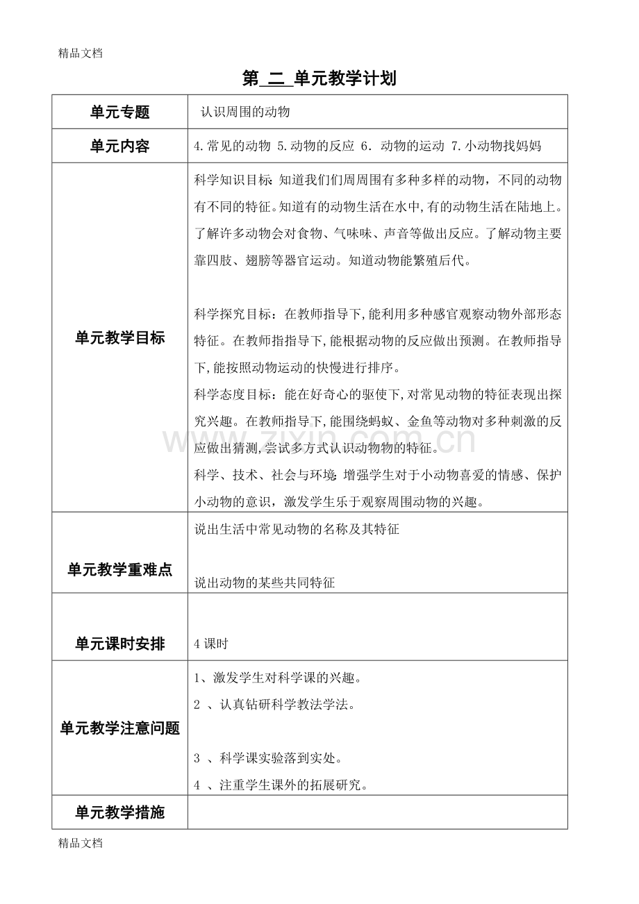 青岛版一年级科学下册单元教学计划.docx_第2页