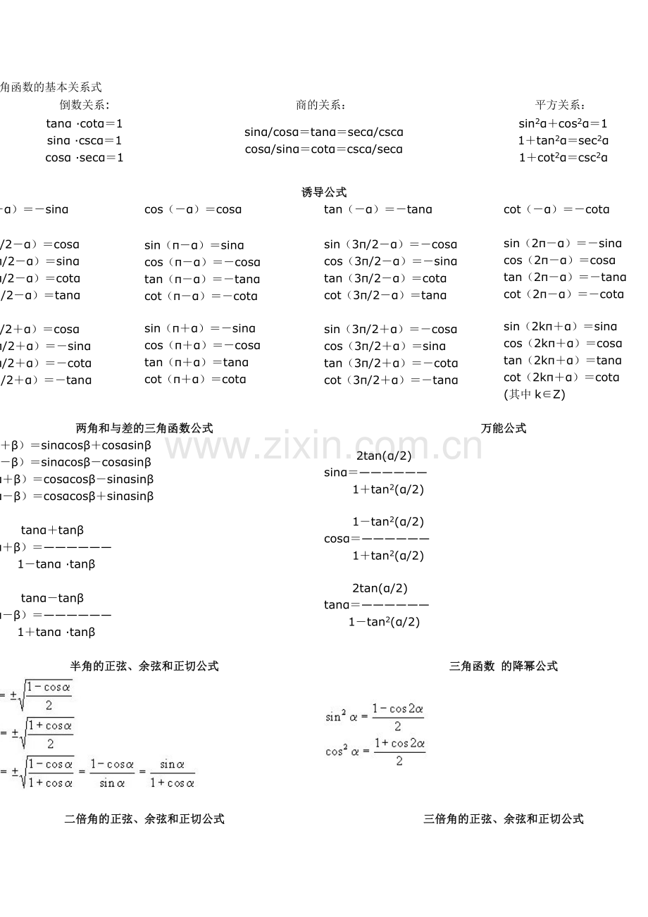 高中数学三角函数公式表.doc_第1页