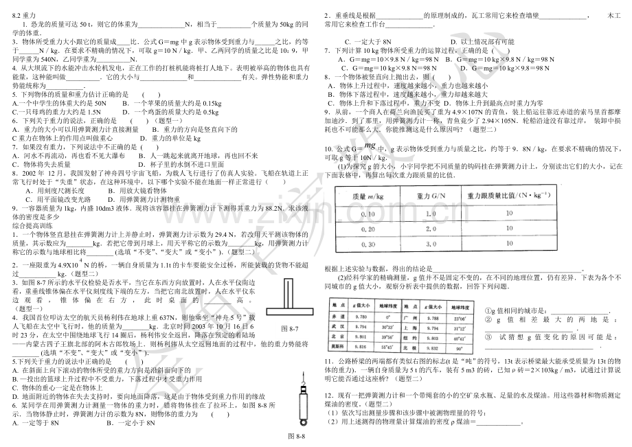 初中物理重力练习题.doc_第1页