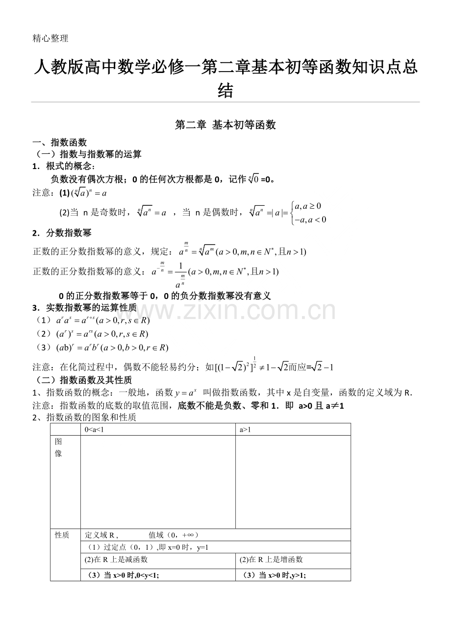 -人教版重点高中数学必修一第二章基本初等函数知识点总结.doc_第1页