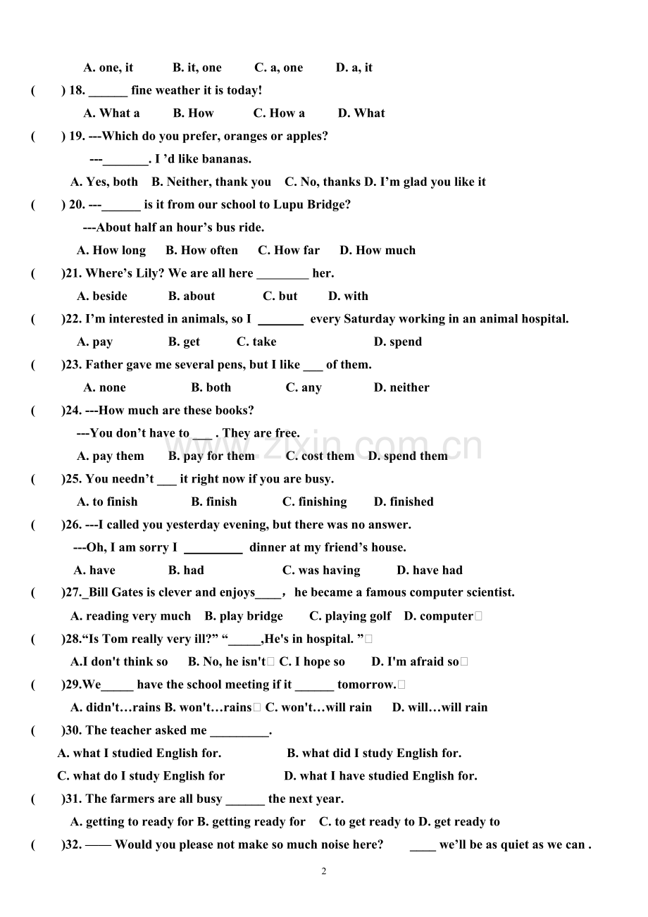 八年级下英语单项选择题.doc_第2页