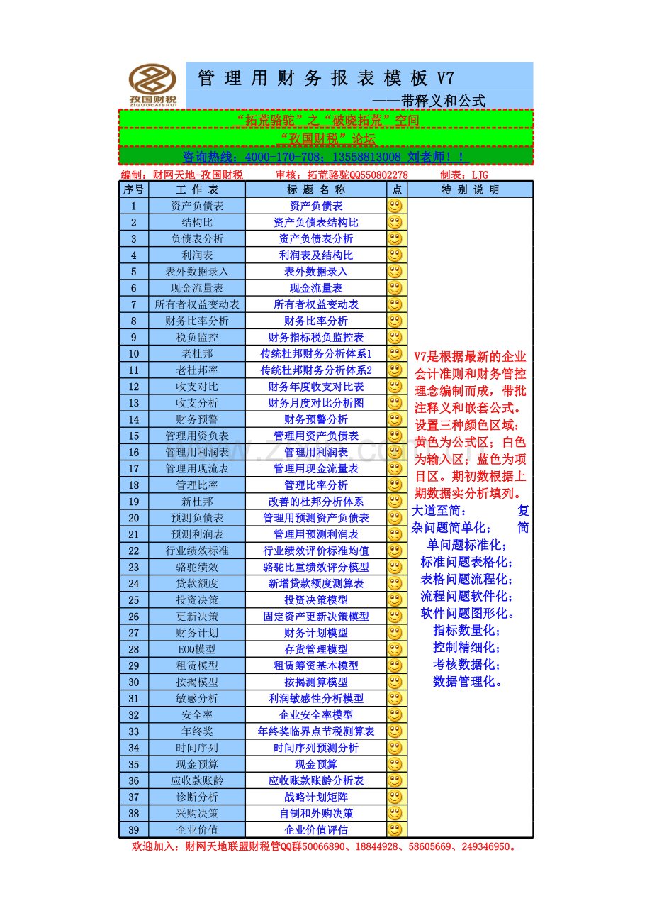 管理用财务报表模板(带释义和公式)V7公测版.xls_第1页