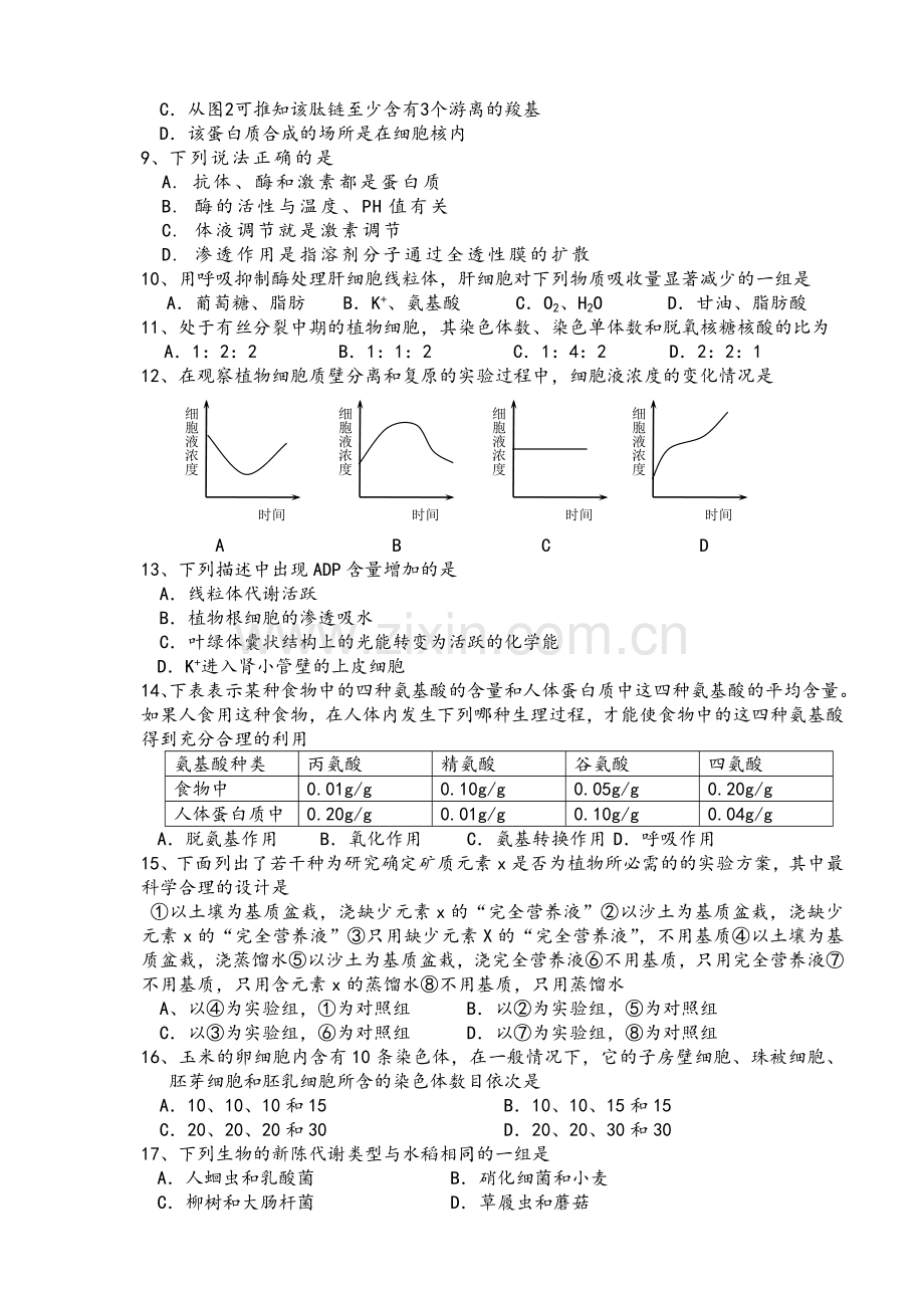 高中生物试卷及答案.doc_第2页