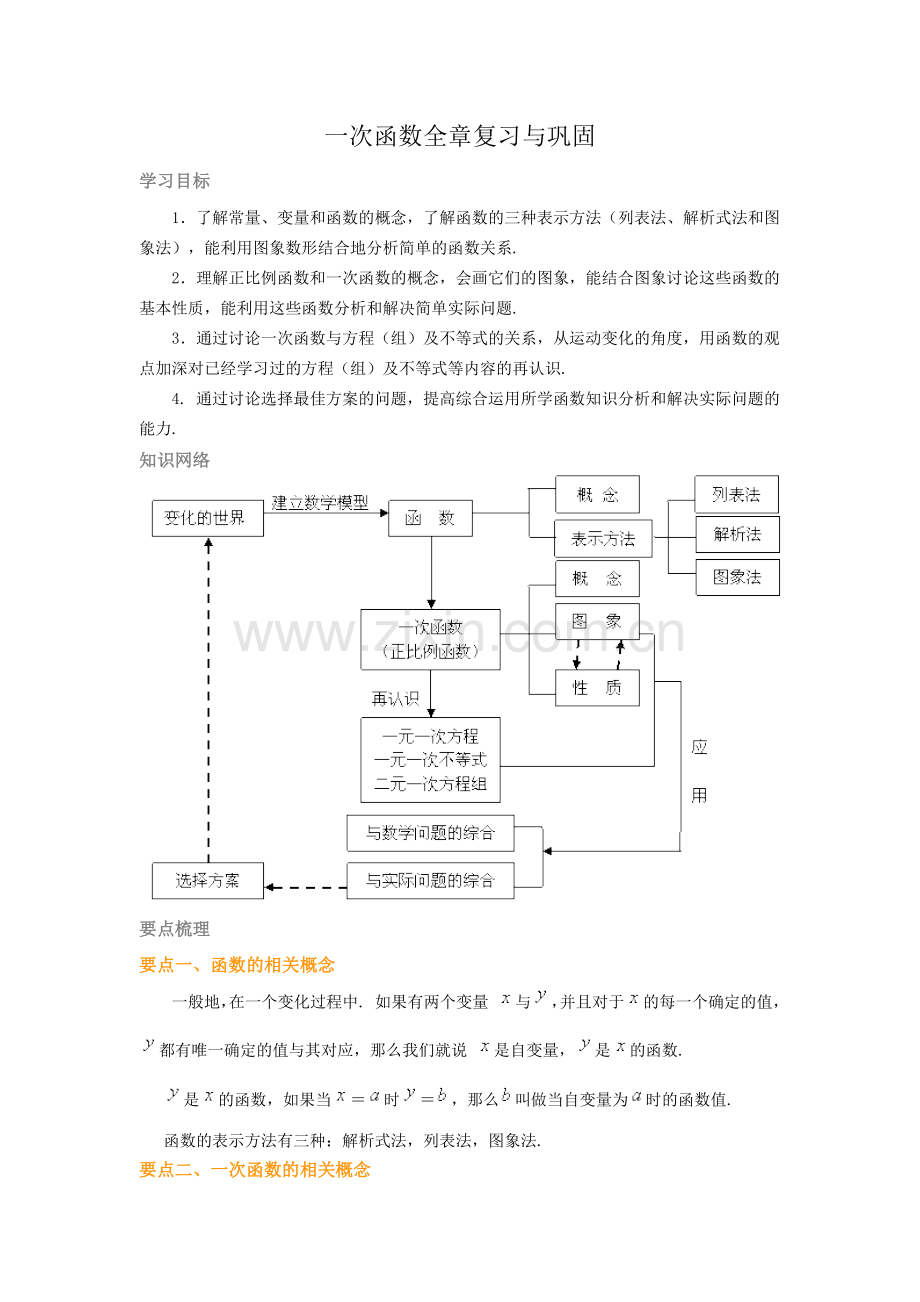 初二数学一次函数全章复习与巩固(提高).doc_第1页