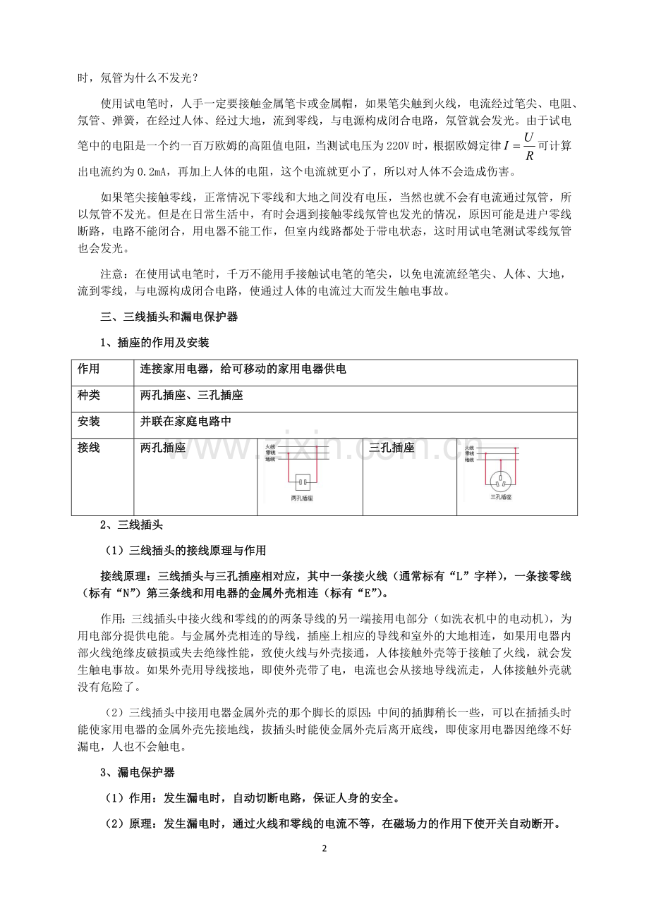 新人教版九年级物理第19章生活用电知识点全面总结.doc_第2页