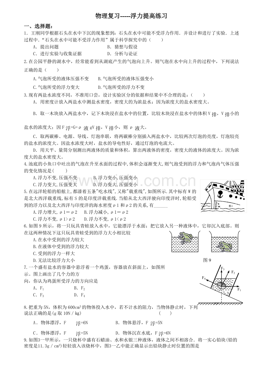 浮力习题--提高(含详细答案).doc_第1页