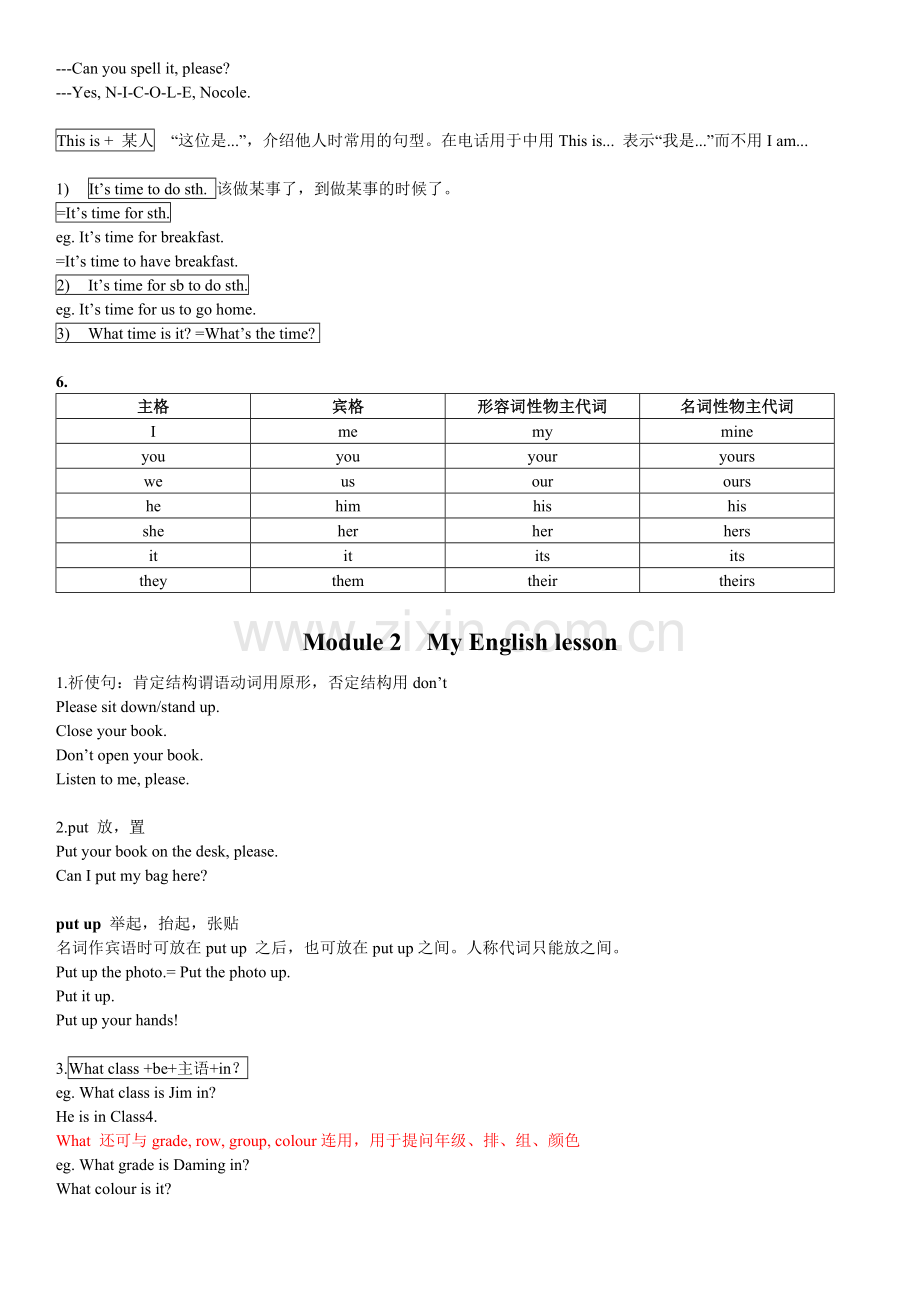 外研社七年级英语上册starterModule1-4知识点总结.doc_第2页