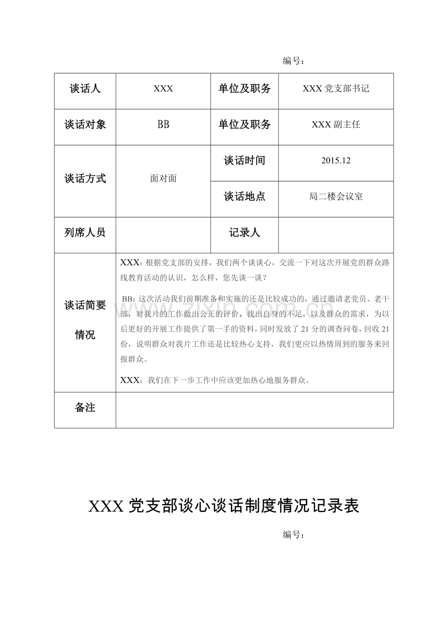 党支部谈心谈话记录表.doc_第2页