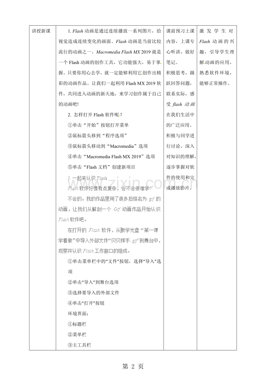 -六年级上册信息技术教学设计第1课进入动画新天地∣粤教版.doc_第2页