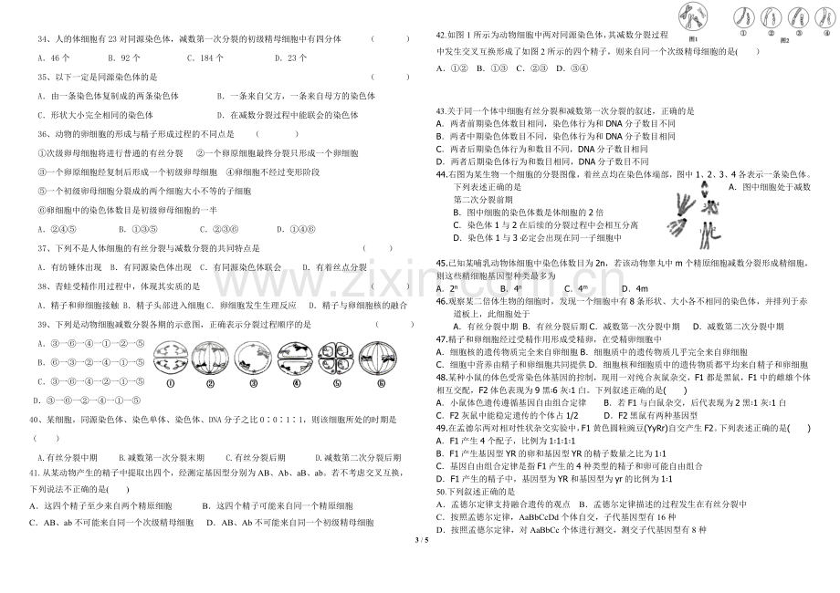 高一下学期生物月考试题2019.03.doc_第3页