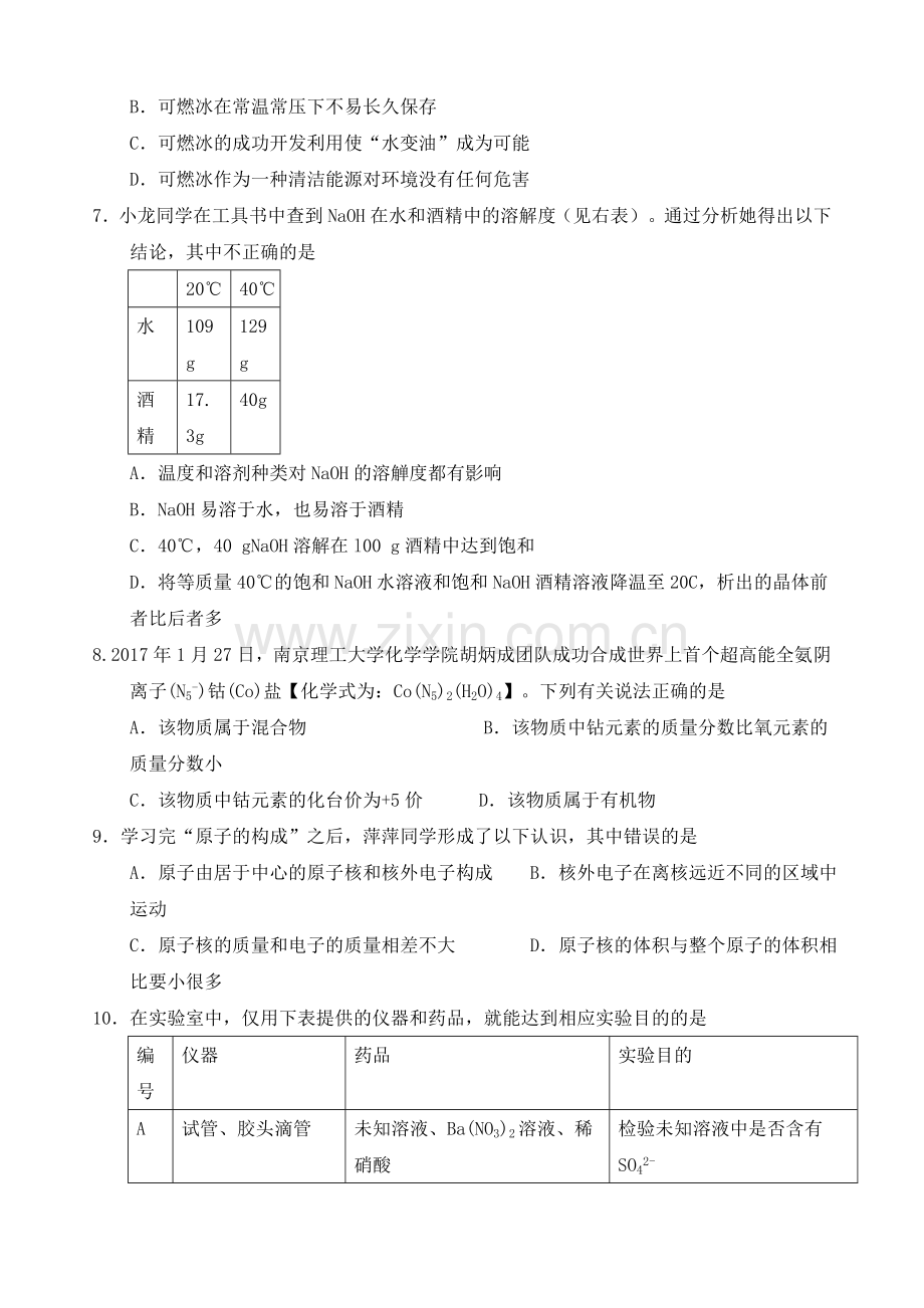 208中考化学模拟试题.doc_第2页