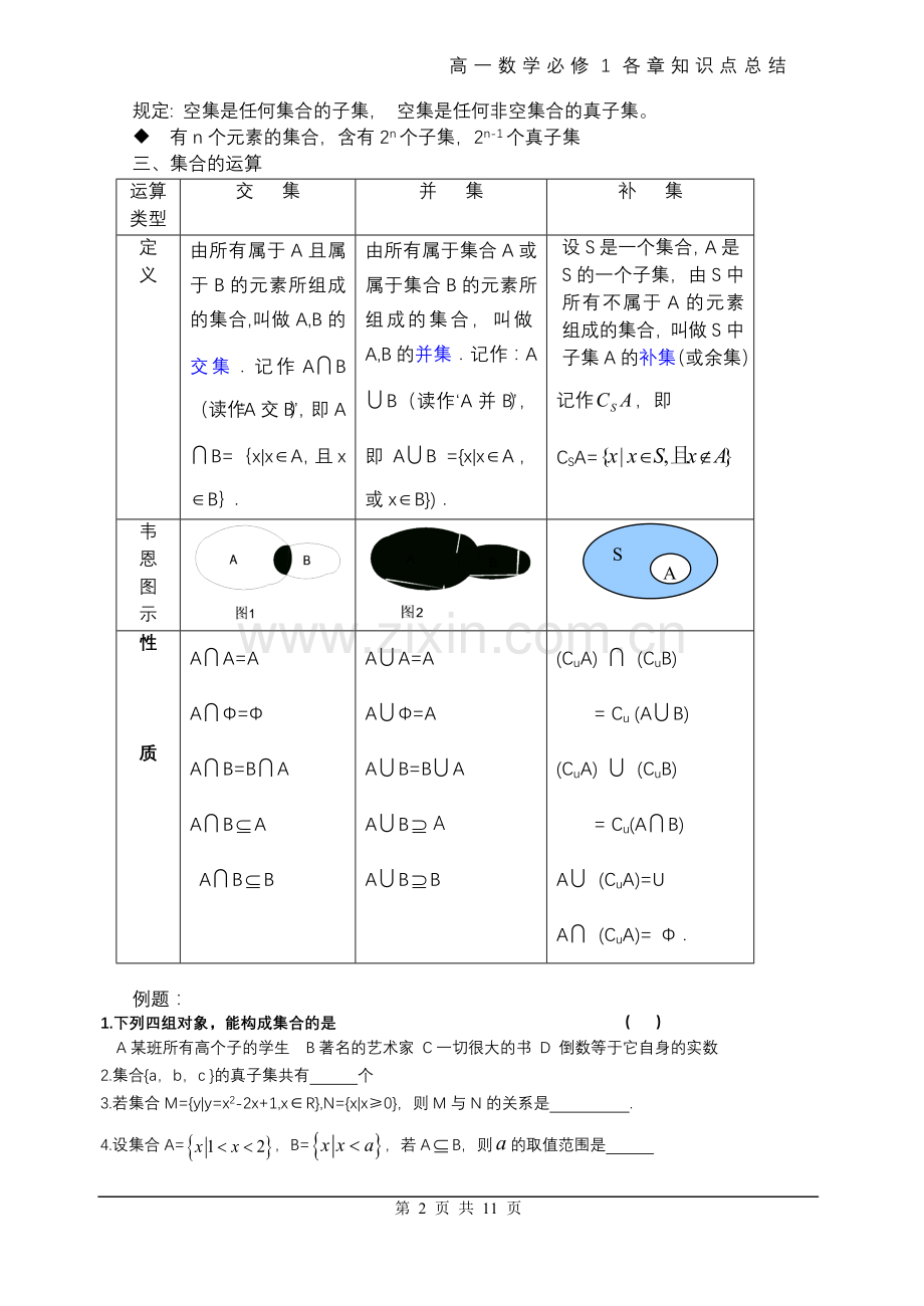 高一数学必修一各章知识点总结技巧归纳.doc_第2页