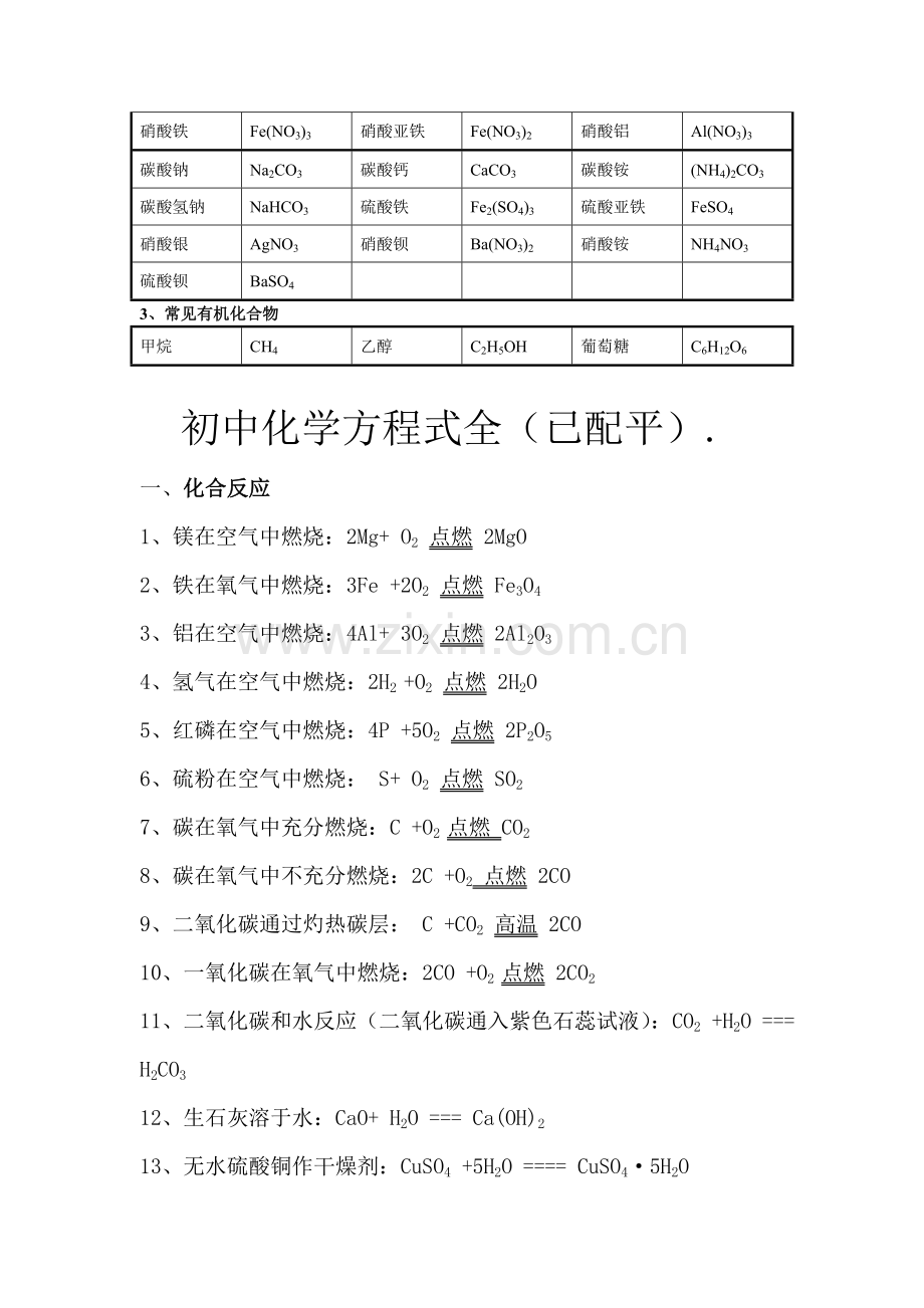 初中常见化学式及化学方程式大全(2).doc_第2页