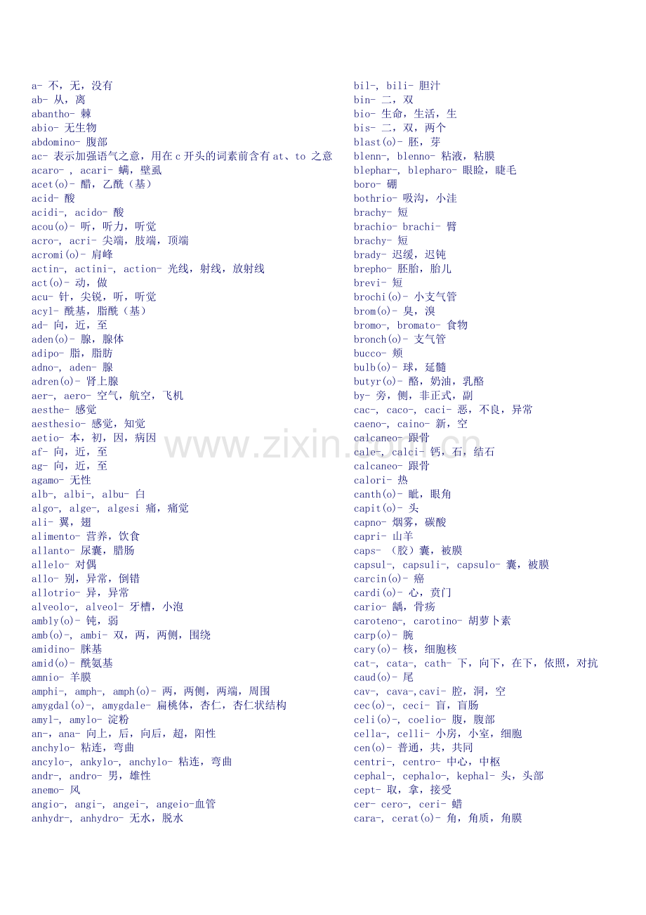 医学英语前后缀大全.doc_第1页