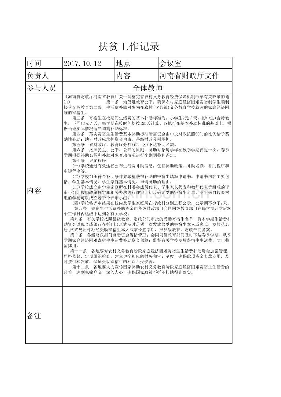 扶贫工作会议记录.xls_第1页