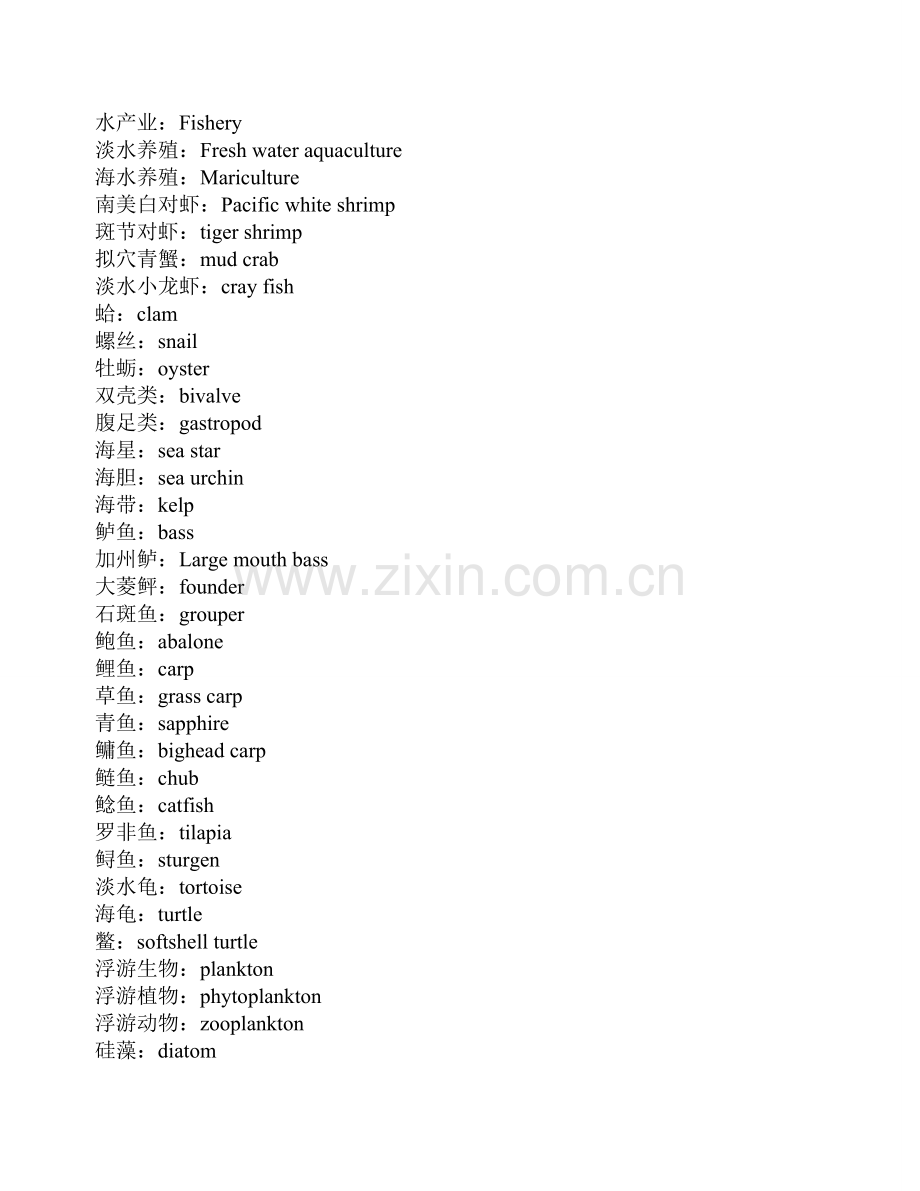 水产专业英语词汇.doc_第1页