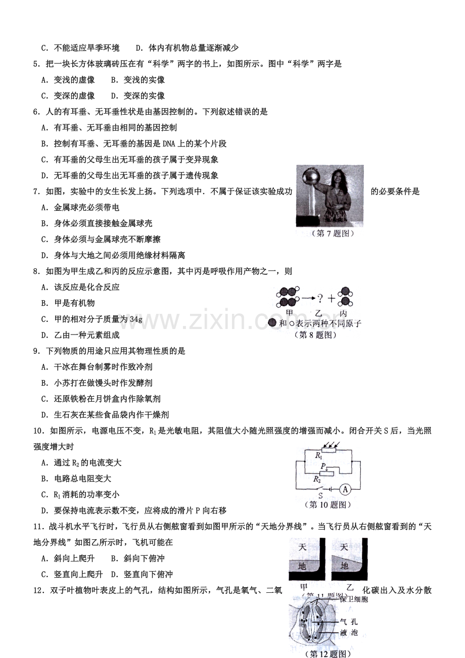 2019年浙江省宁波市中考科学试卷(Word版-含答案).doc_第2页