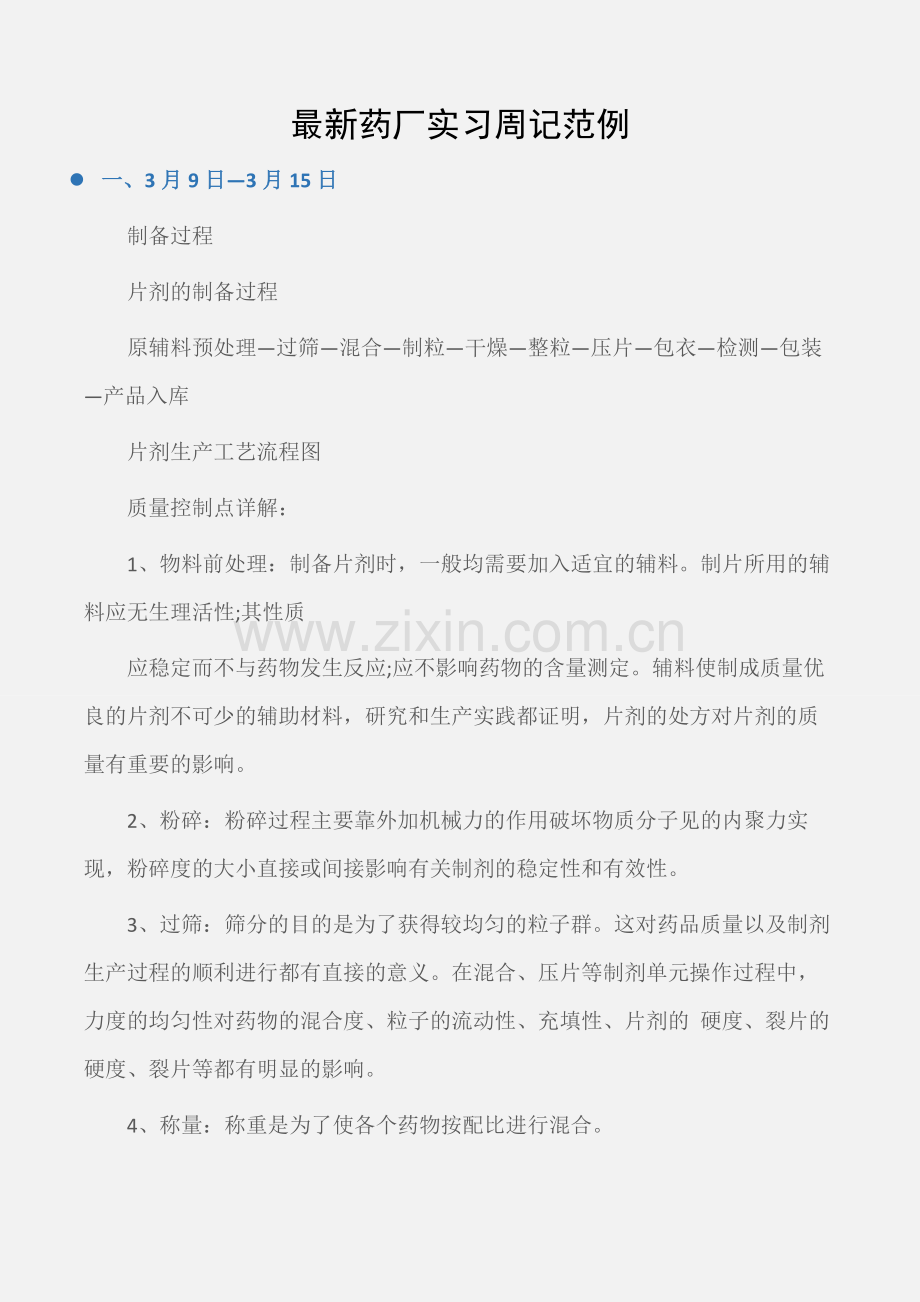 (实习周记)药厂实习周记范例.doc_第1页