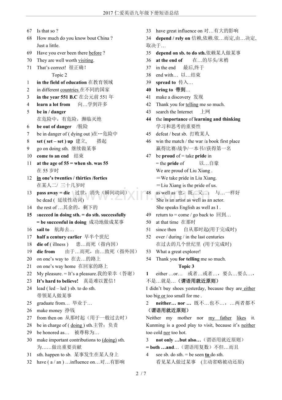 2017仁爱英语九年级下册短语总结.doc_第2页