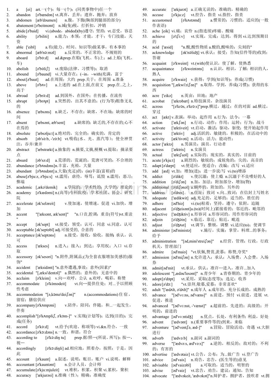 考研英语大纲词汇《带音标》超全版本.doc_第1页