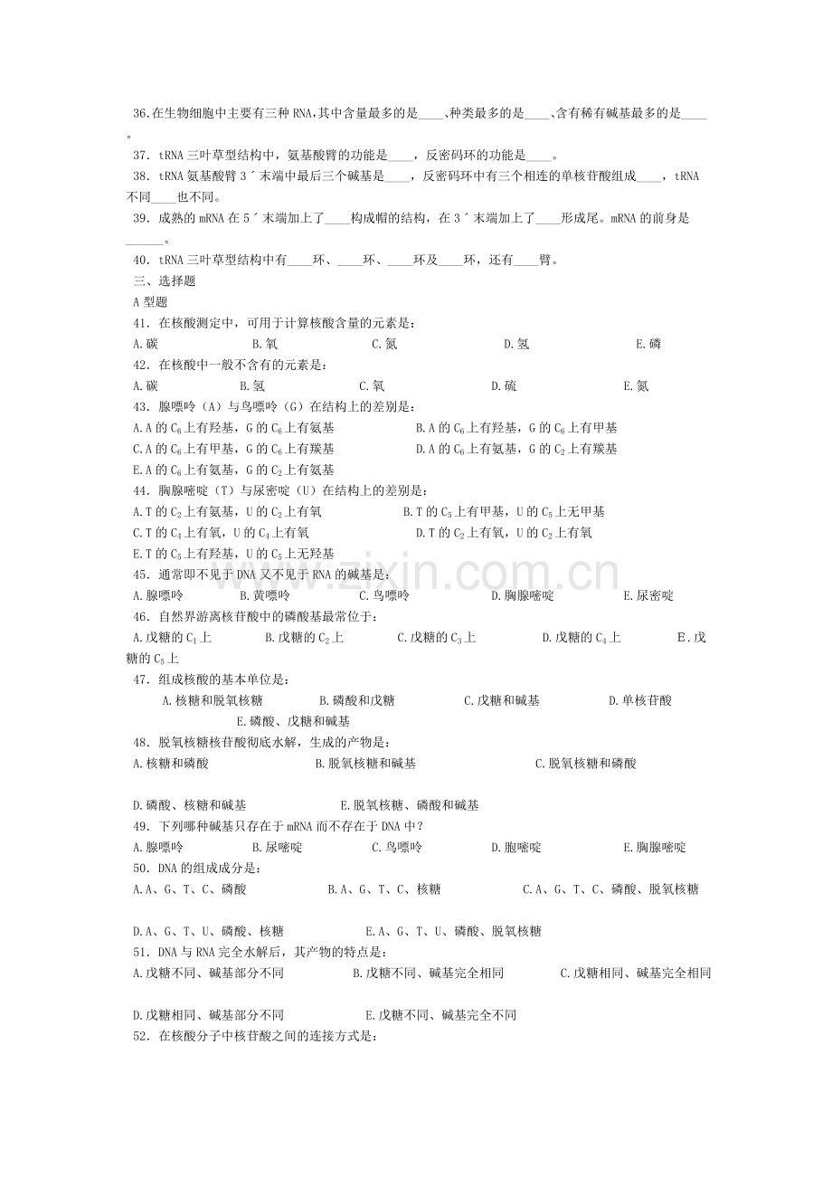 第二章核酸的结构与功能(试题及答案).doc_第2页