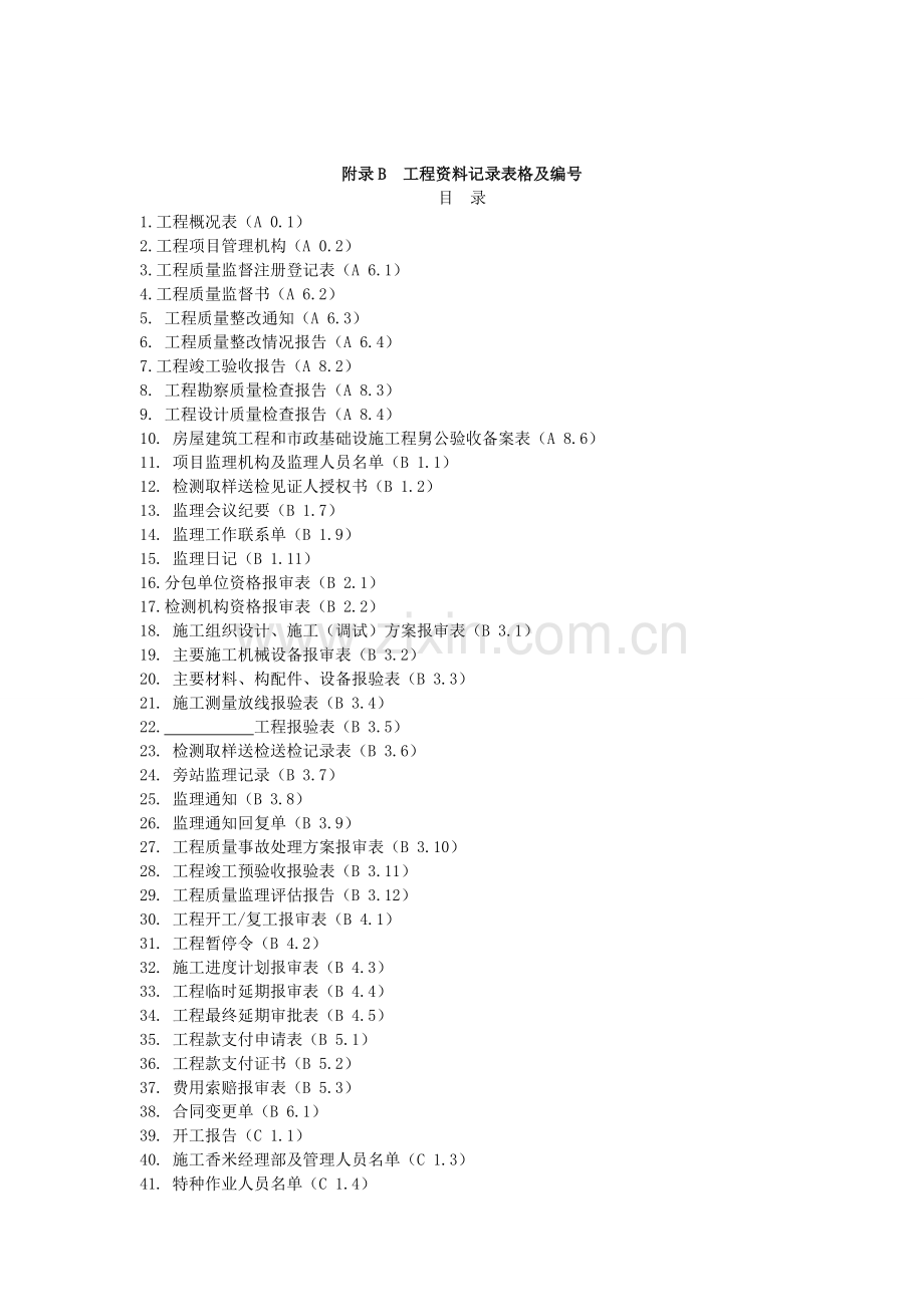 江西省工程资料记录表格及编号(全套资料).doc_第1页