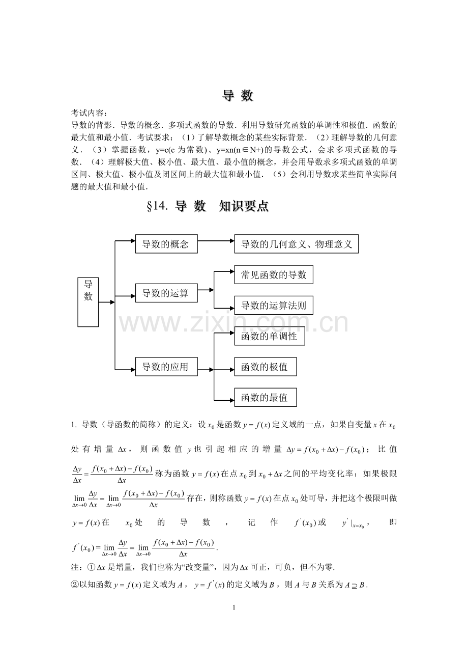 高中数学导数知识点归纳总结及例题(2).doc_第1页