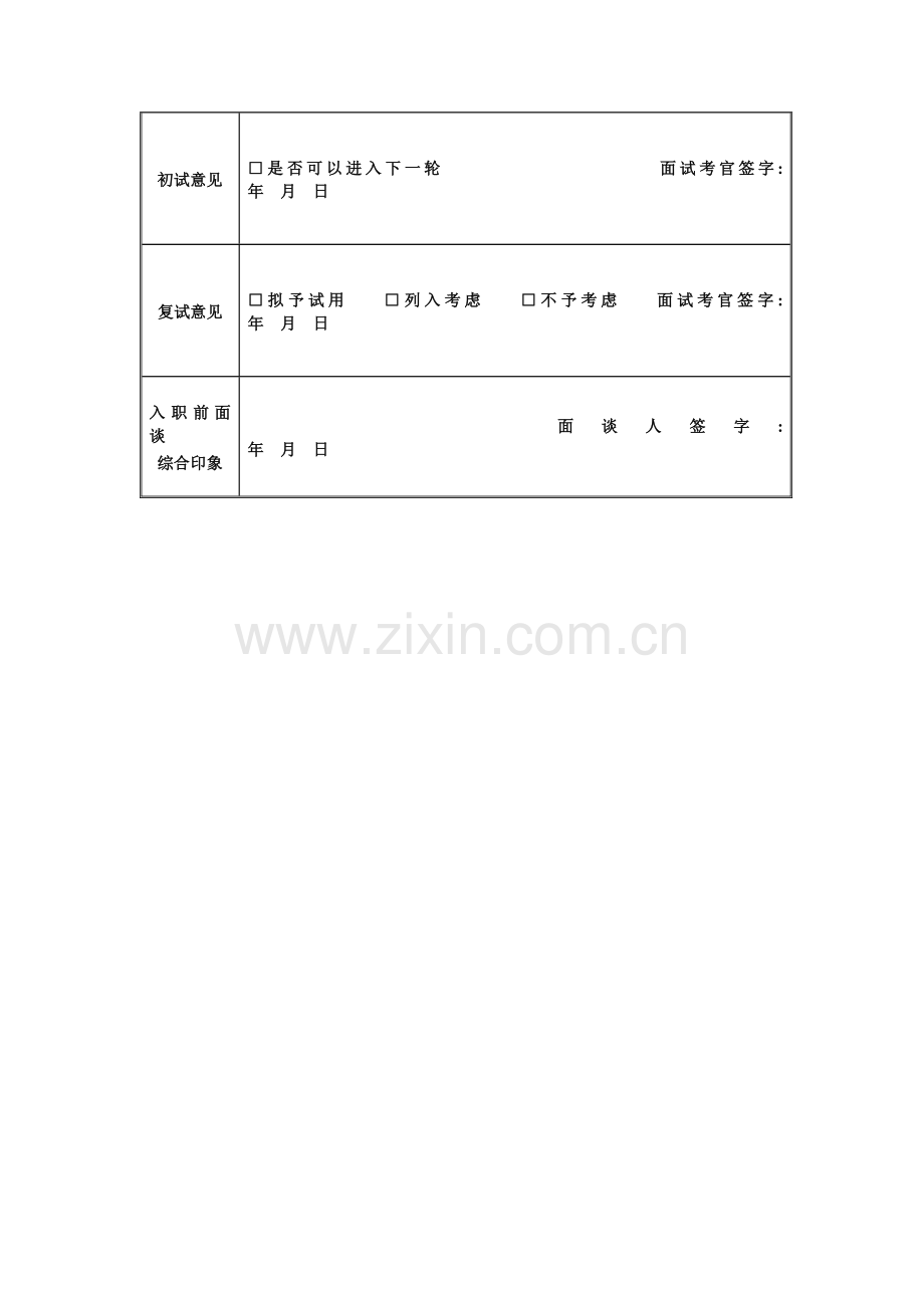 教育培训机构HR常用表格—面试记录表.doc_第2页