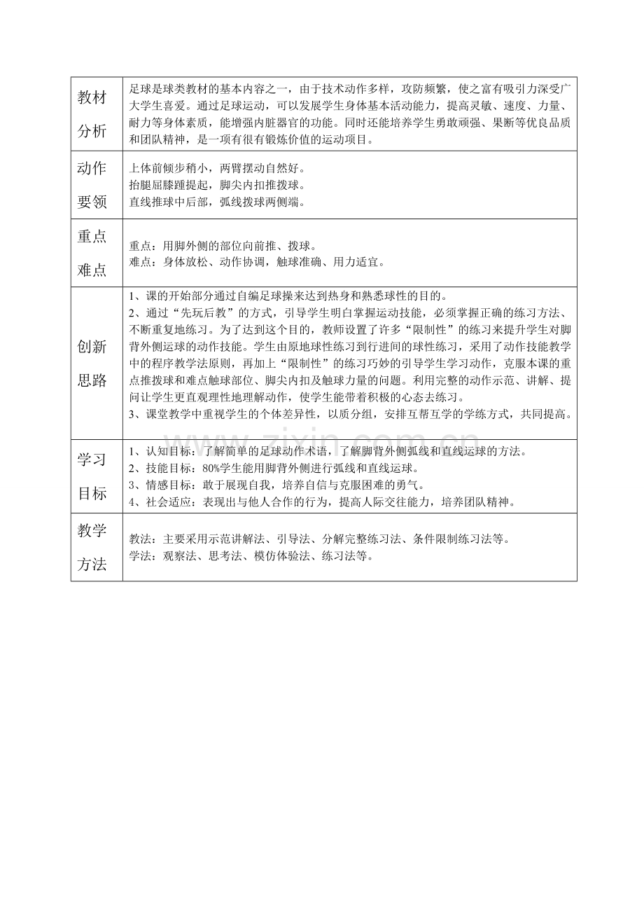 小学四年级体育《脚背外侧运球》教学设计资料.doc_第2页