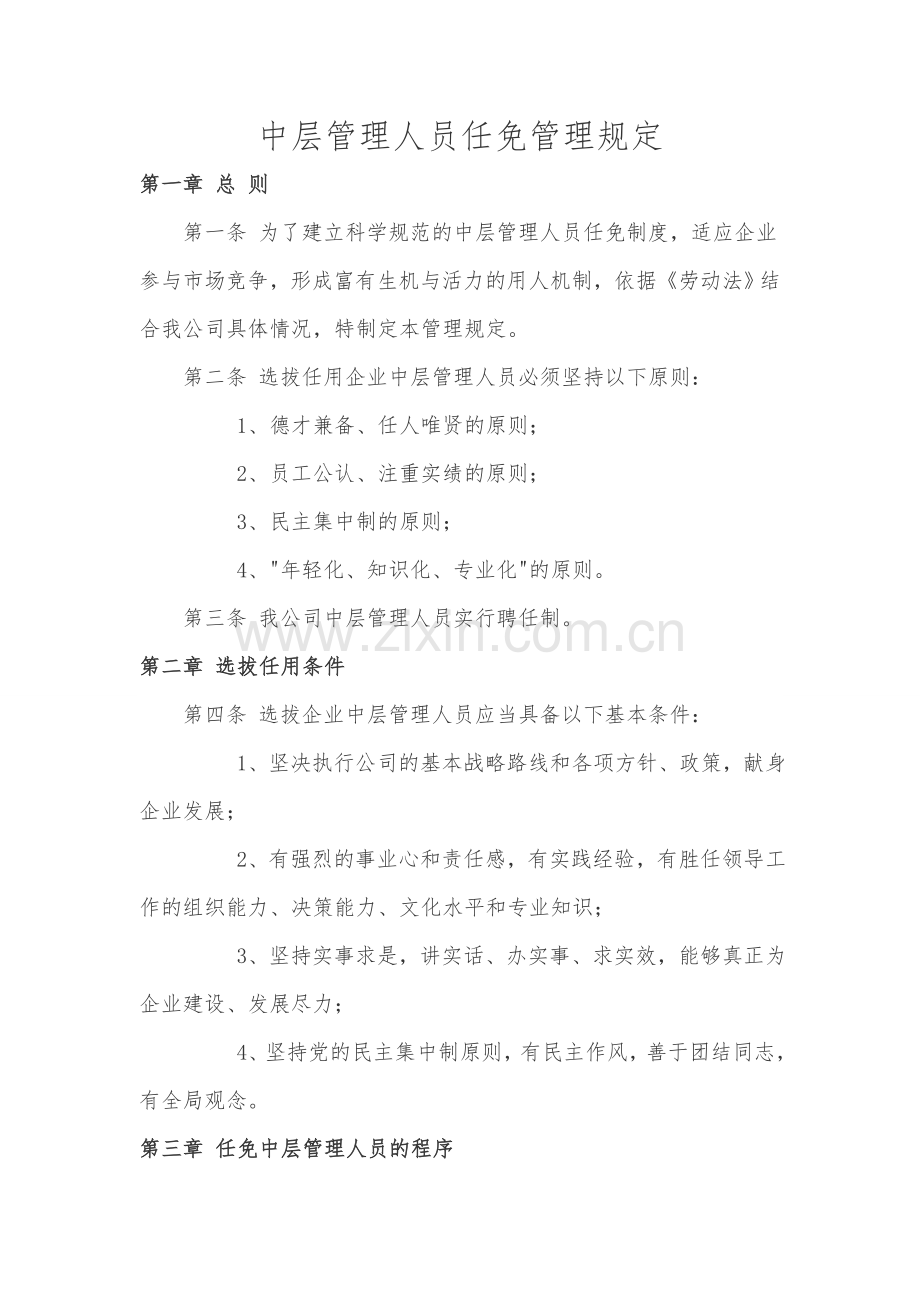 中层管理人员任免管理规定.doc_第1页