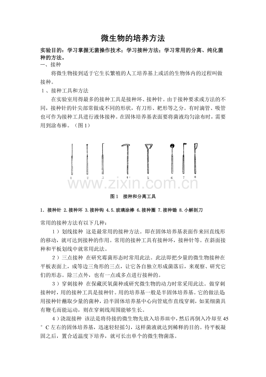 微生物的接种分离纯化与培养方法.doc_第1页